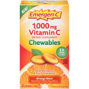 Emergen-C - Tableta masticable sabor naranja, 40 u.
