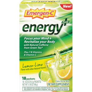 Emergen-C Energy+ - Suplemento dietario, Lemon Lime, 18 u.