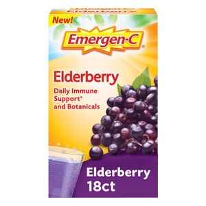 Emergen-C Elderberry Fizzy Drink Mix, Elderberry Immune Support, Natural Flavors, With High Potency Vitamin C, 18 Count