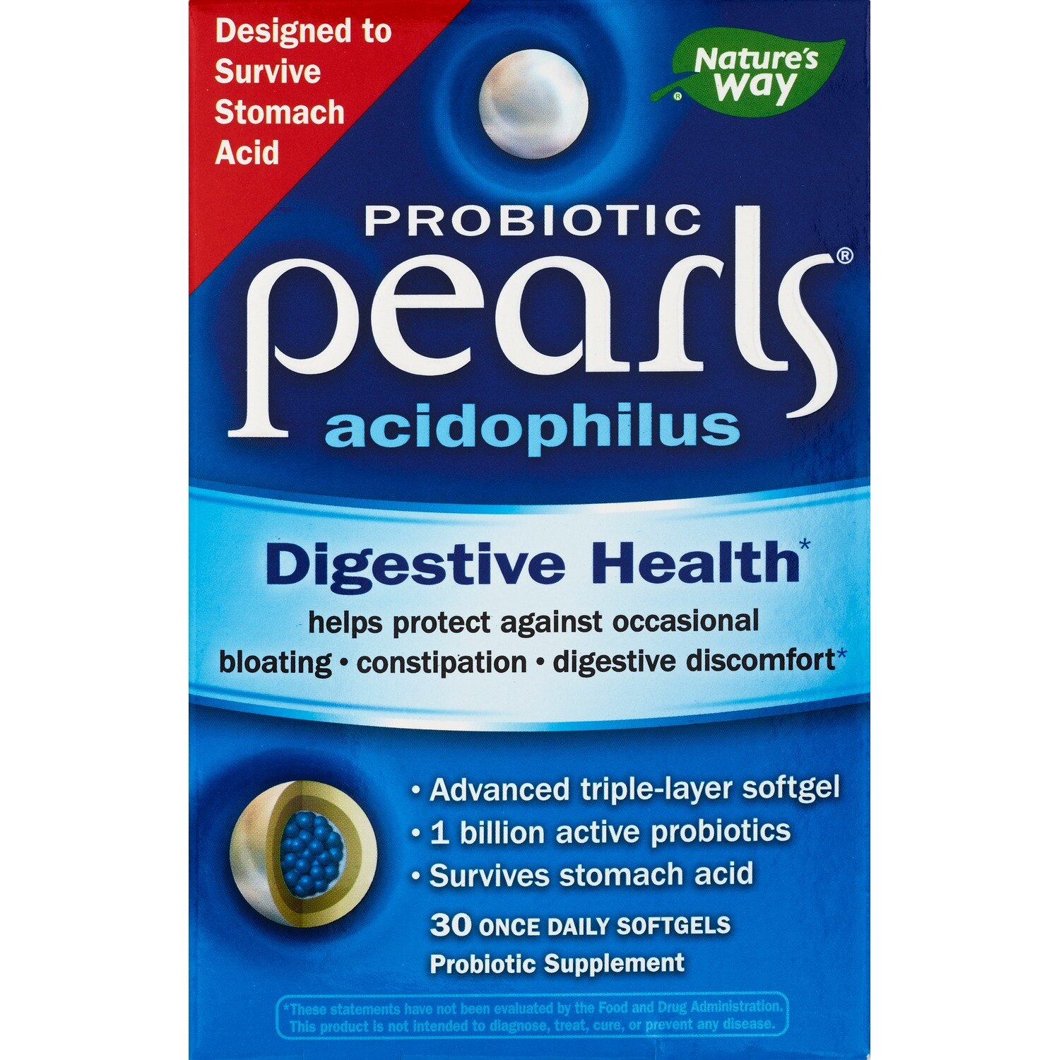 Nature's Way Probiotic Pearls for Digestive Health Softgels, 30 CT