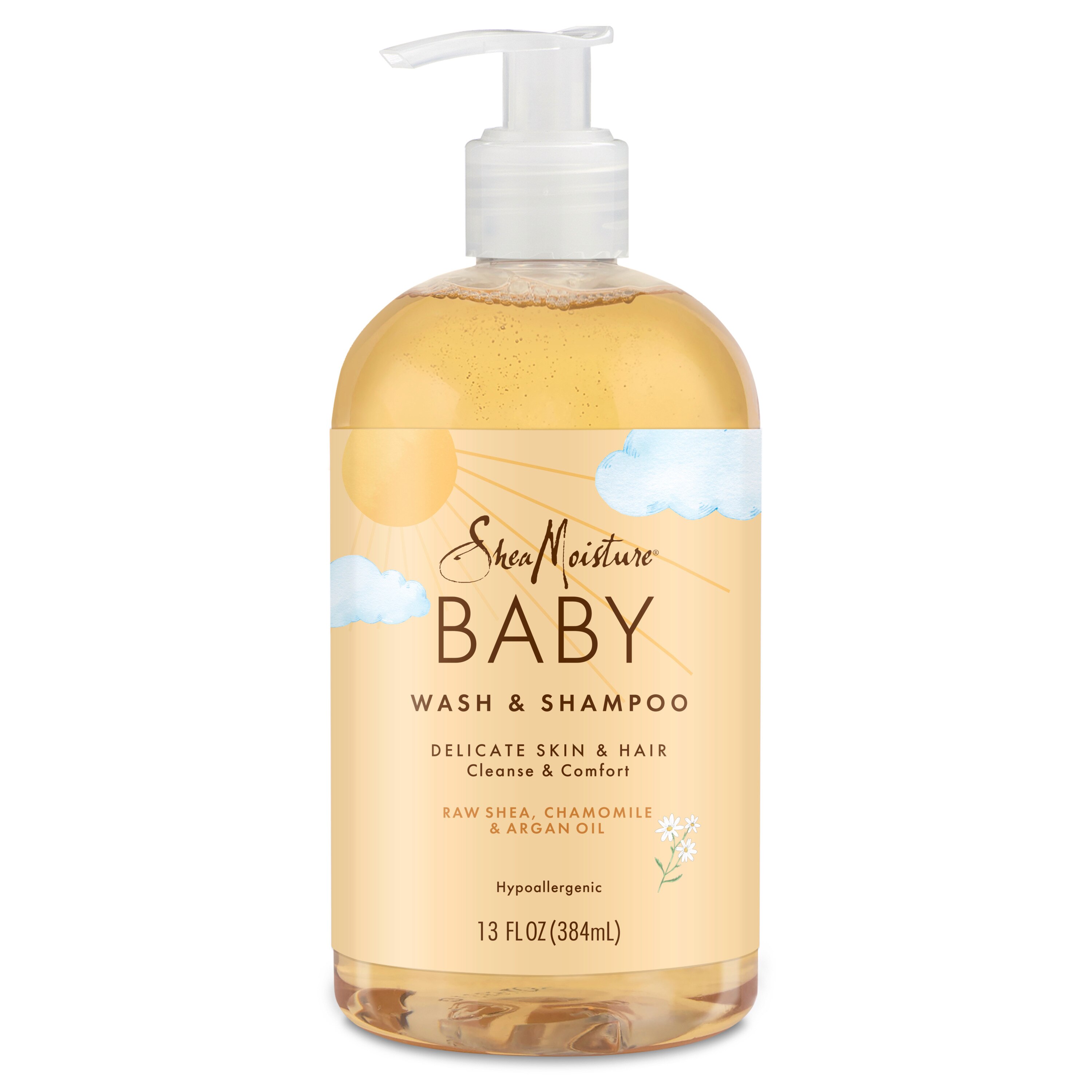 SheaMoisture Baby Wash and Shampoo with Frankincense and Myrrh to Help Cleanse Raw Shea, Chamomile and Argan Oil for All Skin Types, 13 OZ