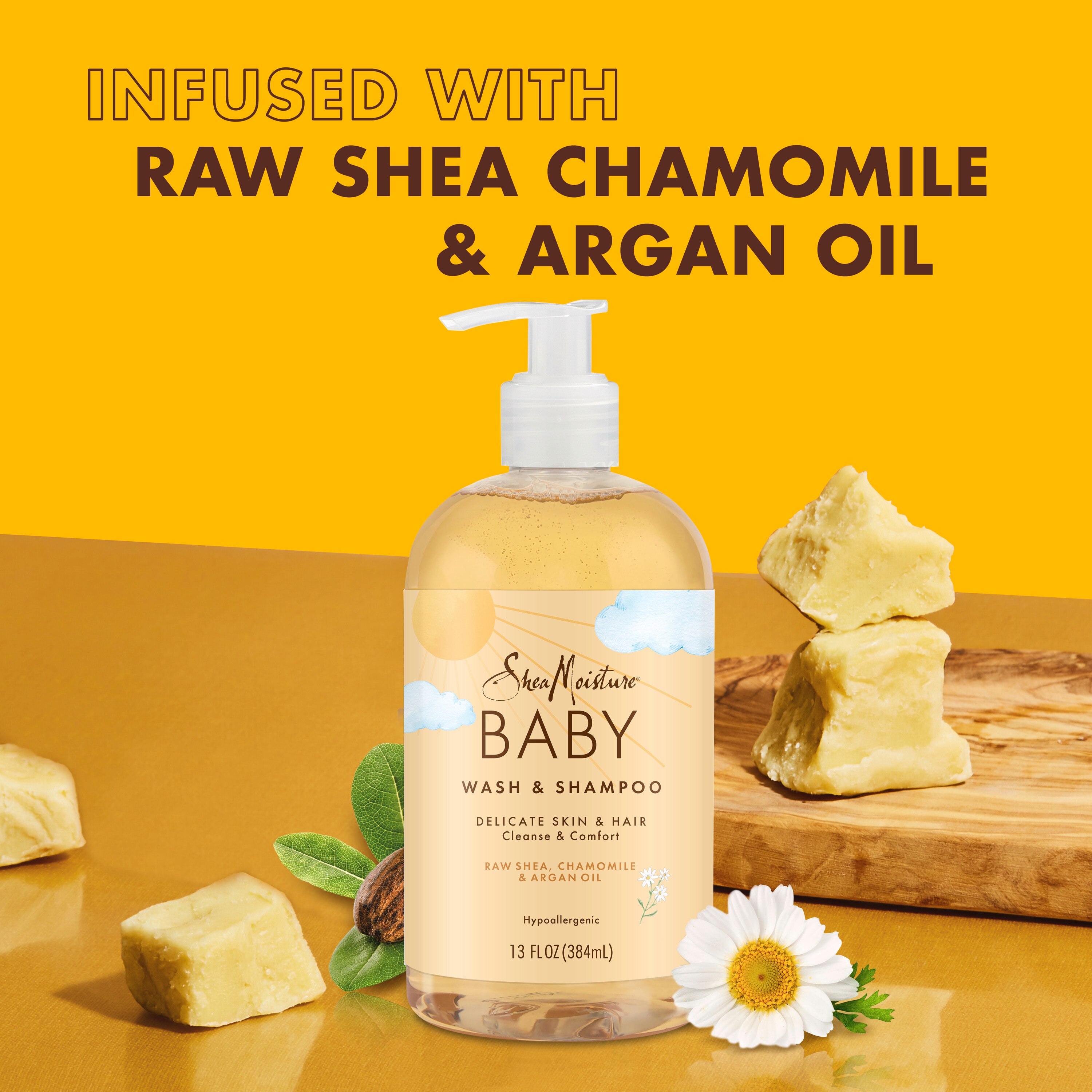 raw shea chamomile & argan oil baby wash & shampoo