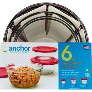  Anchor 6pc Glass Mixing Bowl Set 