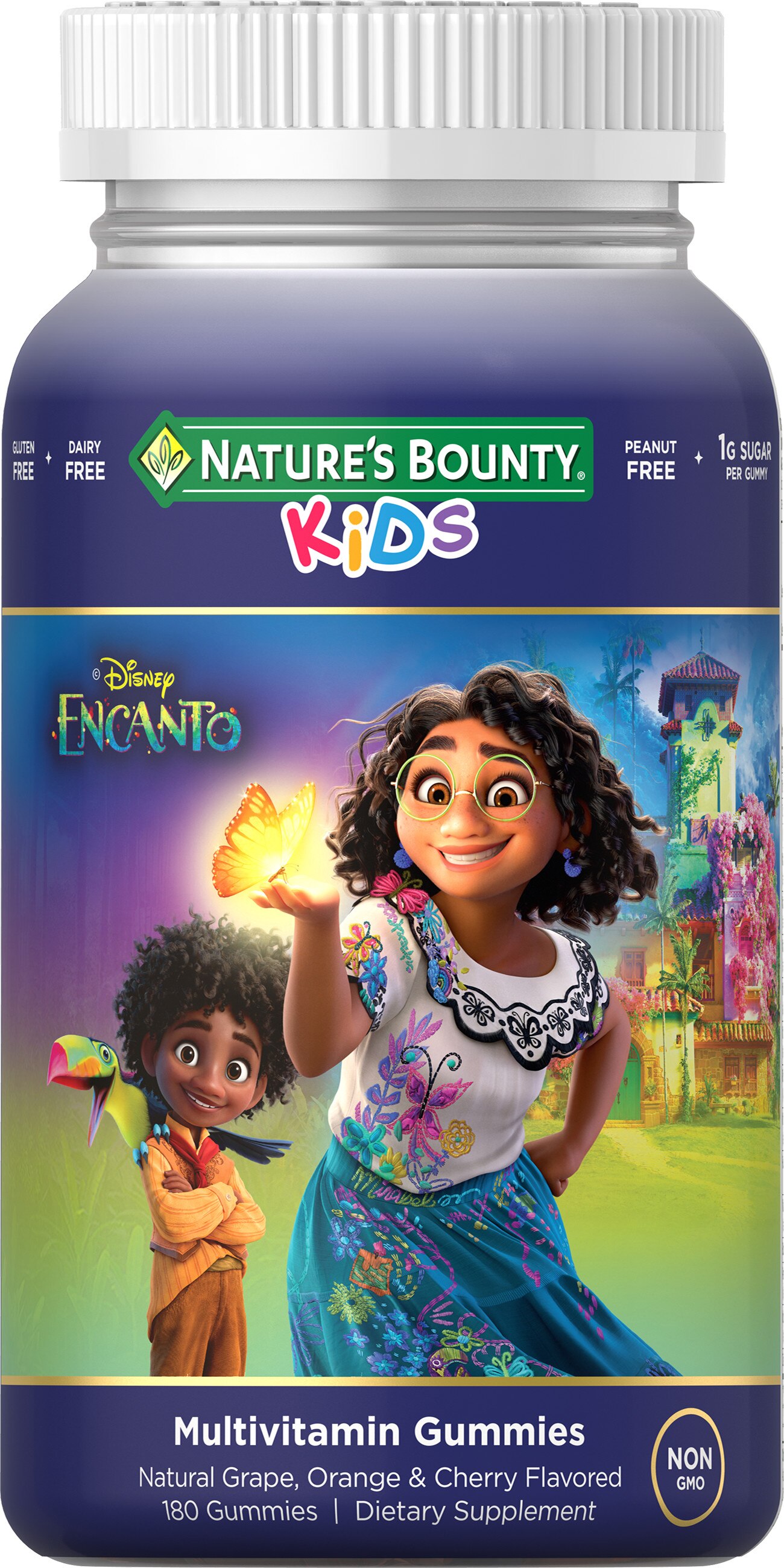 Nature's Bounty Disney Encanto Kids Multivitamin Gummies, Natural Grape, Orange & Cherry Flavored, 180 CT