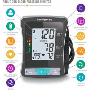 HealthSmart Select Series - Tensiómetro digital automático para usar en la parte superior del brazo, negro y gris