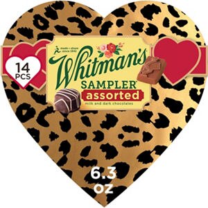 Whitman's Sampler Valentine's Day Cheetah Heart Assorted Milk Chocolate & Dark Chocolate Gift Box, 6.25 o