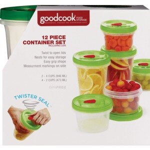  Good Cook Food Storage Twister Seal Set, 12 Pieces 