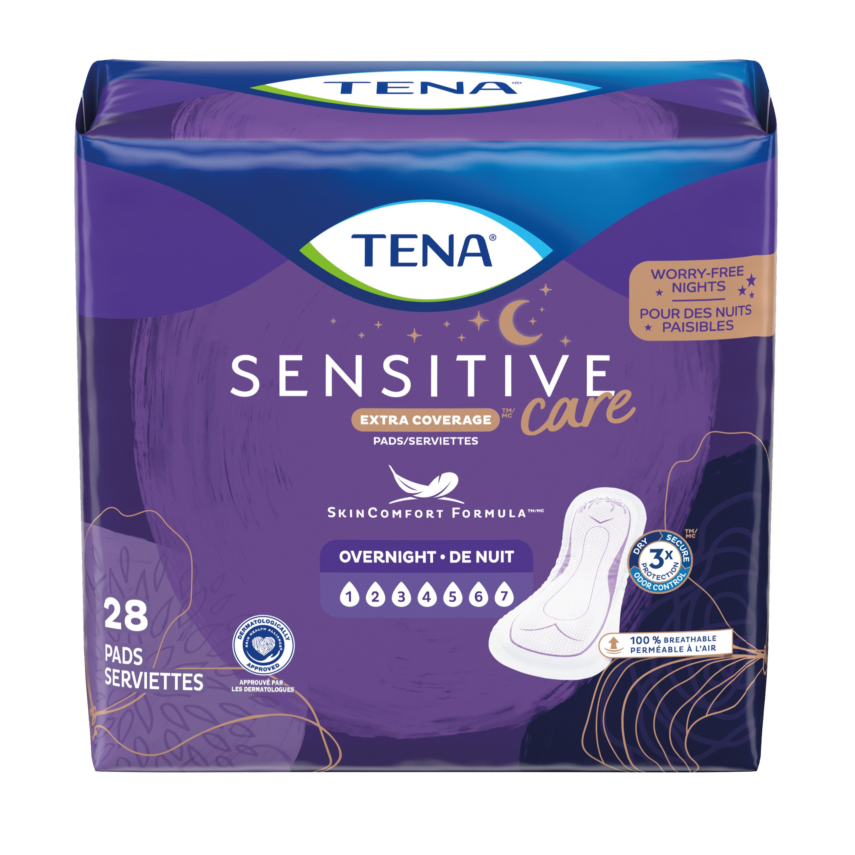 TENA Serenity Overnight Ultimate Incontinence Pads, 28CT
