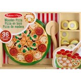 Melissa & Doug Wooden Pizza Party Play Food Set With 36 Toppings, thumbnail image 1 of 2