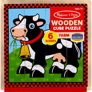 Melissa & Doug Farm Wooden Cube Puzzle With Storage Tray - 6 Puzzles In 1, 16 Pcs , CVS