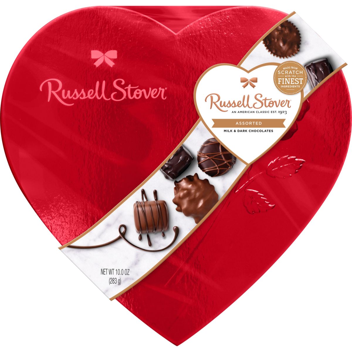 Russell Stover Valentine's Day Assorted Milk Chocolate & Dark Chocolate Red Foil Heart Gift Box, 10 Oz , CVS