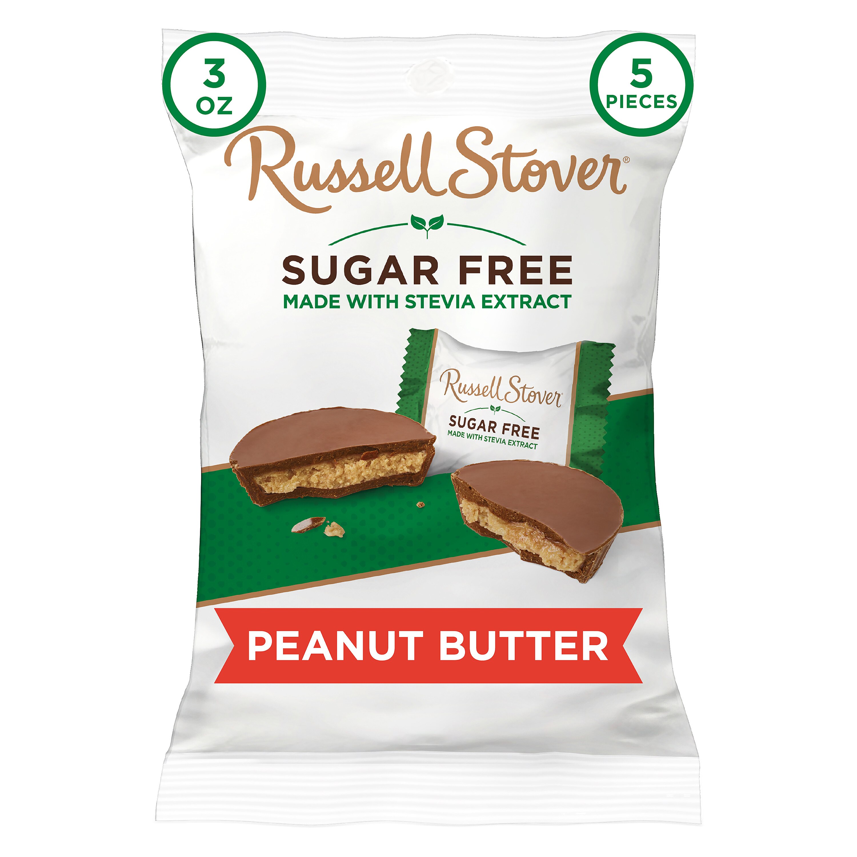  Russell Stover Sugar Free Peanut Butter Cups with Stevia, 3 OZ 