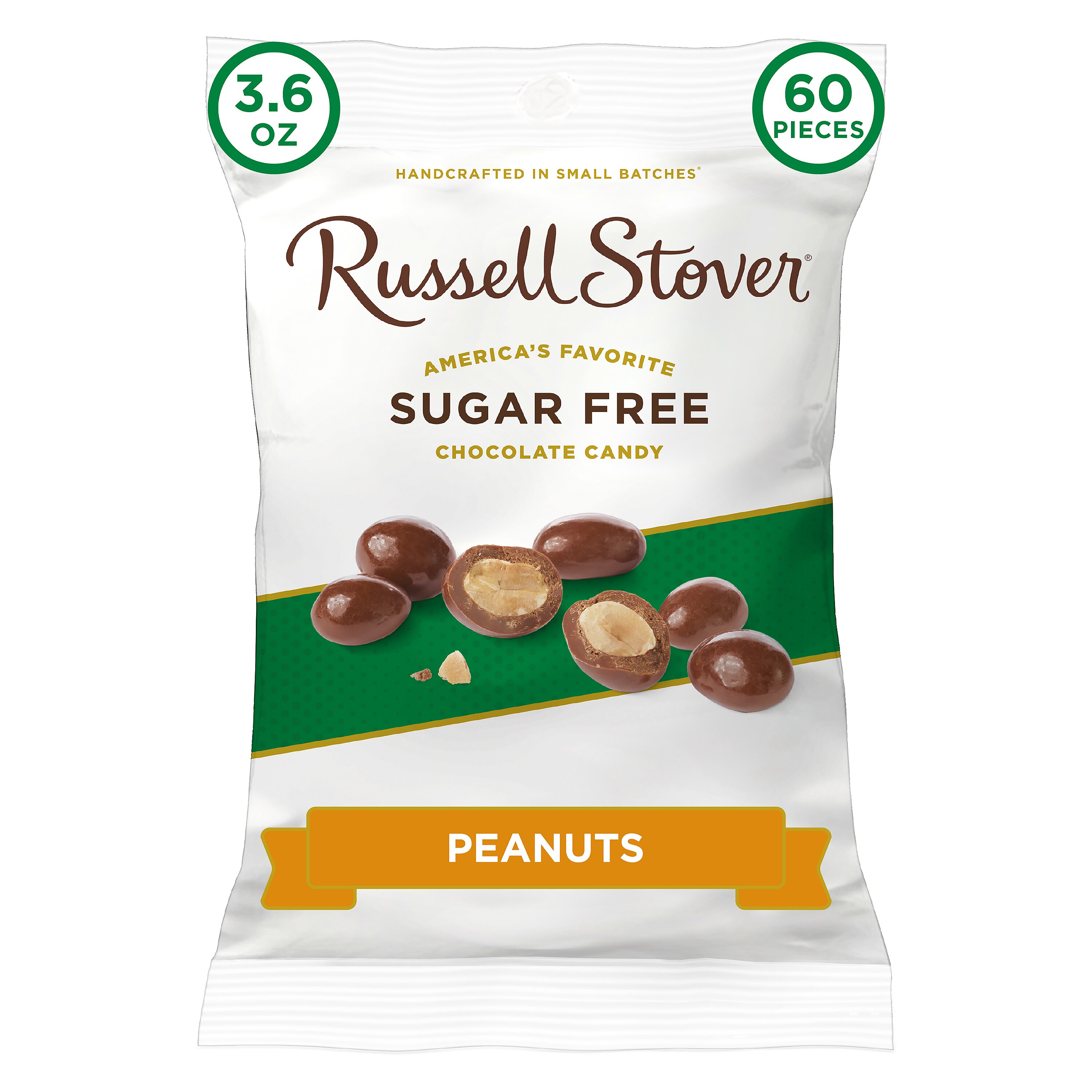 Russell Stover Sugar Free Chocolate Candy Covered Peanuts with Stevia, 3.6 OZ
