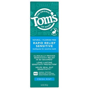 Tom's Of Maine Rapid Relief Sensitive Natural Fluoride-Free Toothpaste, Fresh Mint