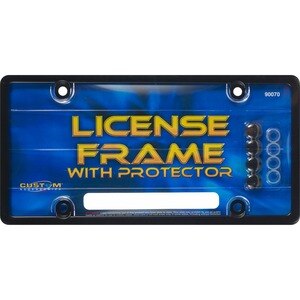 Custom Accessories - Marco negro para placa de licencia, con protector