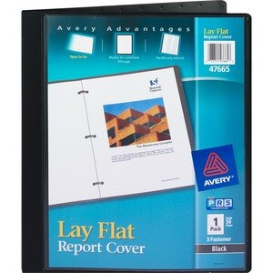 Avery Lay Flat 3 Fastener Report Cover, Black
