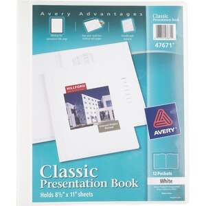 Avery Classic 12-Pocket Presentation Book, White , CVS