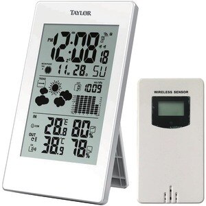 Taylor Precision Products - Pronosticador de clima digital con barómetro y reloj despertador