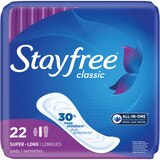 Stayfree Classic Pads without Wings, Super Long, 22 CT, thumbnail image 1 of 3