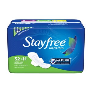 Stayfree Ultra Thin Long Pads With Wings, Super, 32 Ct , CVS