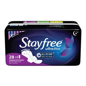 Stayfree Ultra Thin Pads With Wings, Overnight, 28 Ct , CVS