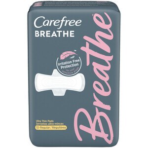 Carefree Breathe Ultra Thin Pads with Wings, Regular, 32 CT