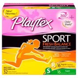 Playtex Sport Tampons, Multi-Pack Fresh Scent, Regular and Super, 32 CT, thumbnail image 1 of 4