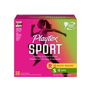  Playtex Sport Tampons Multi-Pack, Unscented, Regular and Super Absorbency 