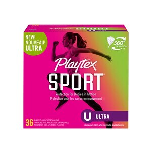 Playtex Sport Tampons, Unscented, Ultra Absorbency, 36 CT