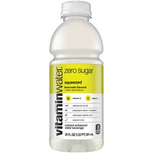 Vitaminwater Zero Sugar Squeezed, Electrolyte Enhanced Water W/ Vitamins, Lemonade Drink, 20 OZ