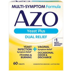 AZO Yeast Plus Dual Relief, Homeopathic Tablets, 60 CT