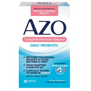 AZO Complete Feminine Balance Daily Probiotics for Women Capsules, 30CT