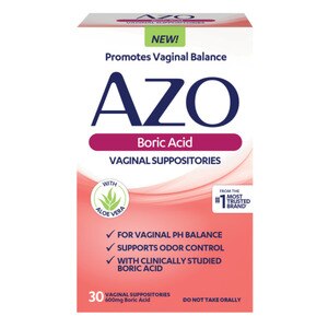 AZO Boric Acid Vaginal Suppositories, 30 Ct , CVS