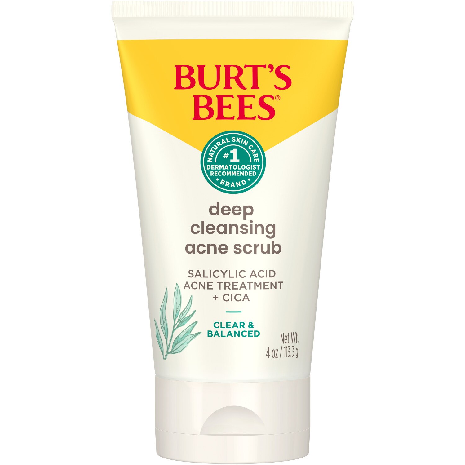 Burt's Bees Natural Acne Solutions - Exfoliante para refinar los poros, gel de limpieza para el rostro para piel grasa, 4 oz