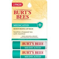 Burt's Bees 100% Natural Medicated Moisturizing Lip Balm with Menthol & Eucalyptus, 2CT