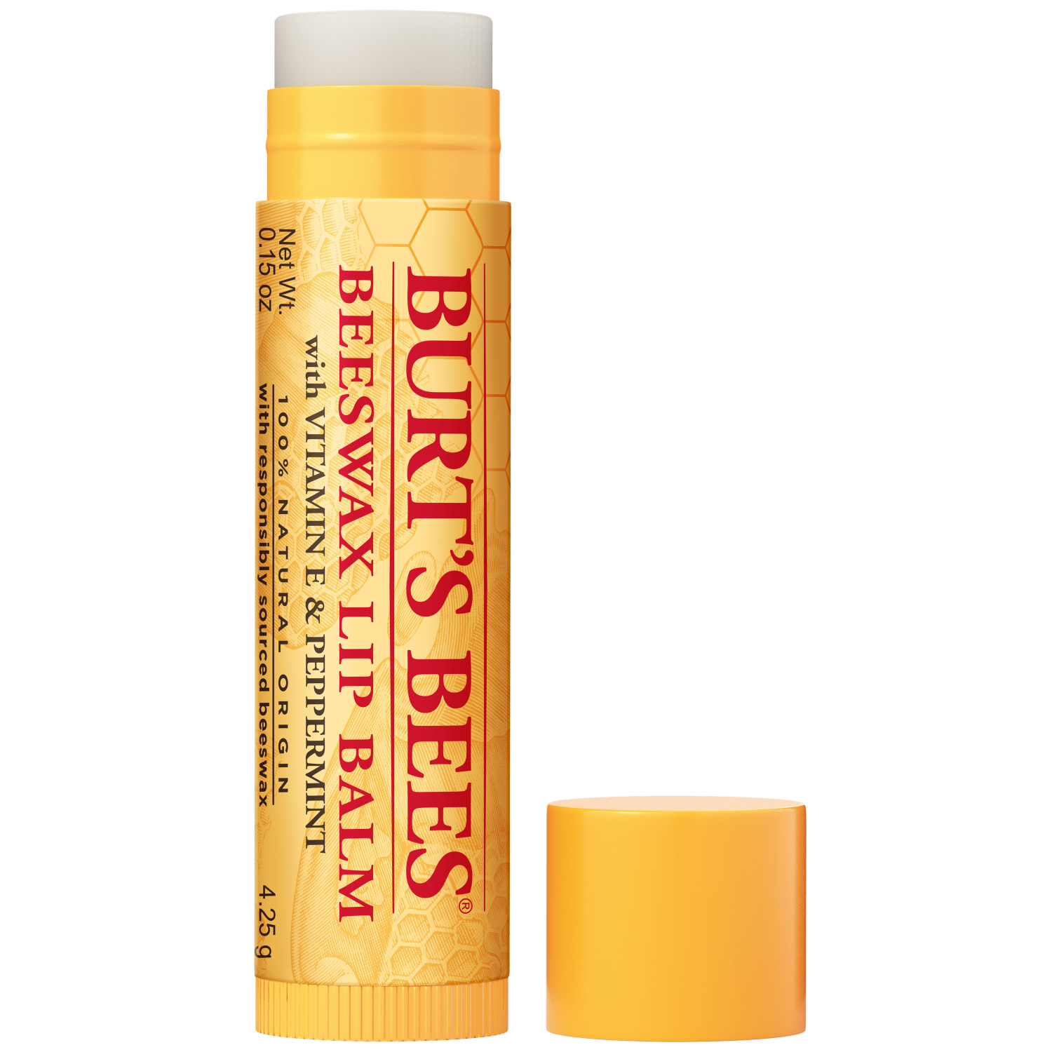 Burt's Bees 100% Natural Moisturizing Lip Balm, Original Beeswax with Vitamin E & Peppermint Oil