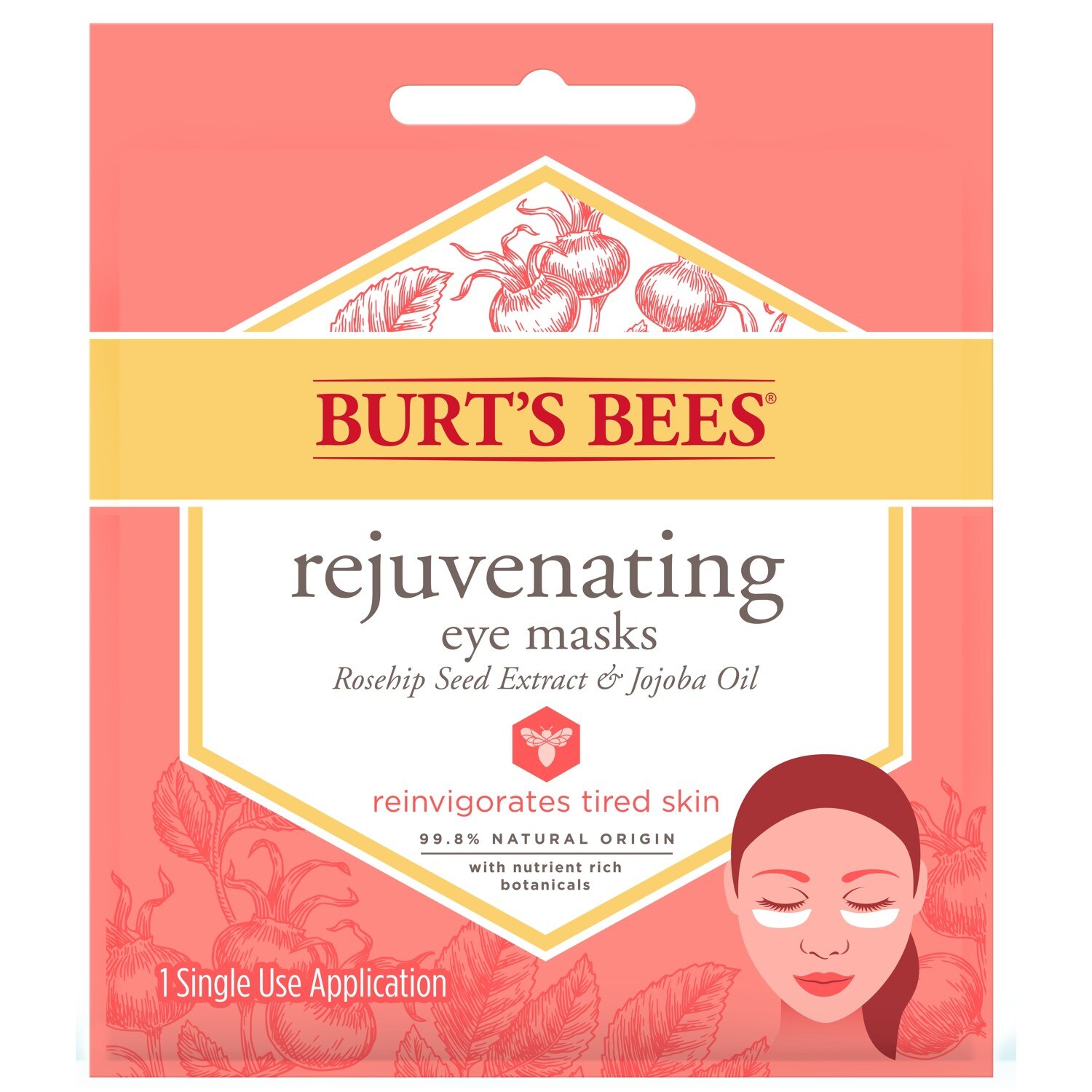Burt's Bees Rejuvenating Single-Use Eye Mask, 1PR