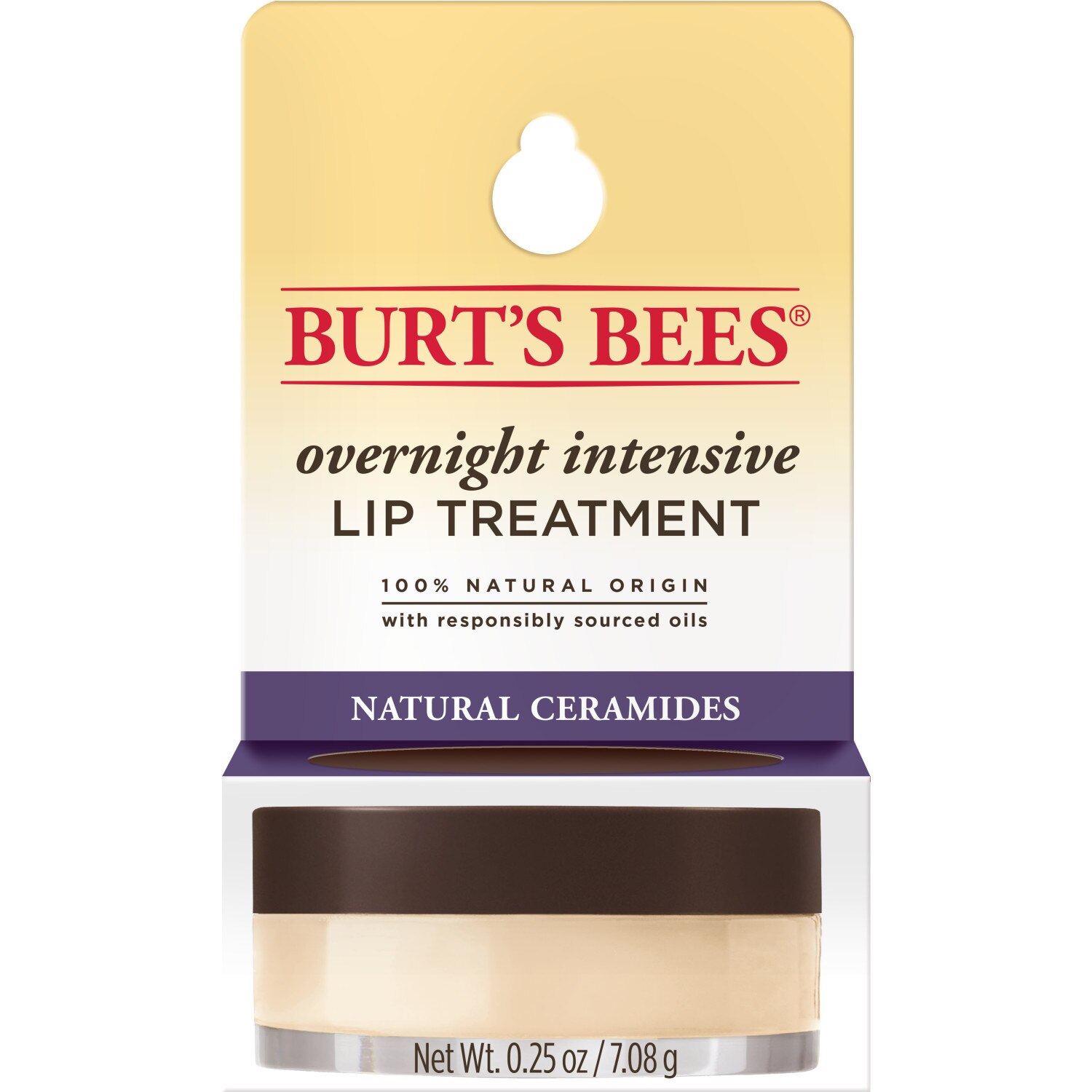 Burt's Bees 100% Natural Overnight Intensive Lip Treatment, Ultra-Conditioning Lip Care, 0.25 OZ