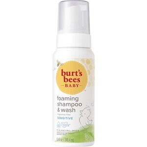 Burts Bees Baby Foaming Shampoo & Wash for Sensitive Skin, Fragrance Free Baby Wash, 8.4 OZ