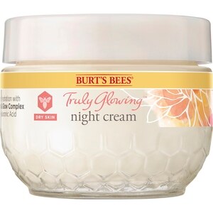 Burt's Bees Truly Glowing Night Face Cream with Hydrate and Glow Complex for Dry Skin, 1.8 OZ