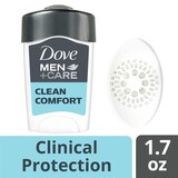 Dove Men+Care Ultimate 96-Hour Clinical Protection Antiperspirant Stick, Clean Comfort, 1.7 OZ, thumbnail image 1 of 5