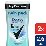 Degree UltraClear Black + White Antiperspirant & Deodorant Stick, Pure Clean, 2.6 OZ, 2 Pack, thumbnail image 3 of 6