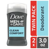 Dove Men+Care Deodorant Stick 48-Hour - Clean Comfort, 3 OZ / 2 PK