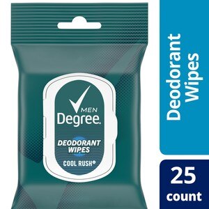 Degree Men On-The-Go Cool Rush Deodorant Wipes, 25 ct
