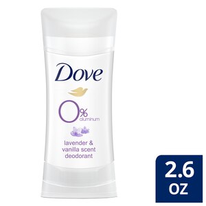 Dove 0% Aluminum 24-hour Lavender+Vanilla Deodorant For Odor Protection, 2.6 oz