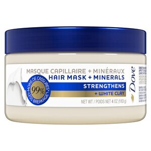 Dove Strengthening Hair Mask with White Clay + Minerals for Damage and Breakage, 4 OZ