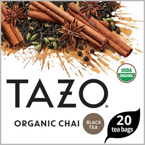 Tazo Organic Chai Moderately Caffeinated Morning Drink Black Tea Bags For a Warm Spiced Chai, 20 Tea Bags