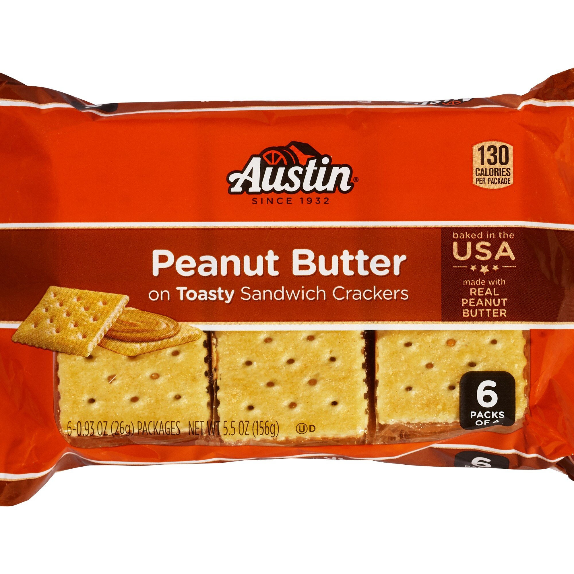 Austin Peanut Butter On Toasty Sandwich Crackers, 6 Ct, 5.5 Oz - 0.93 Oz , CVS