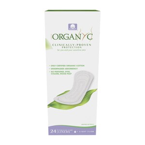 Organyc Organic Cotton Panty Liners For Sensitive Skin, Light, Flat Packed, 24 Ct , CVS