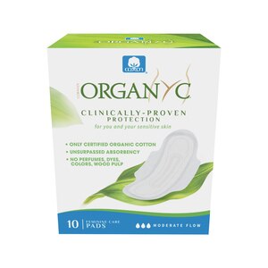 Organyc - Almohadillas de algodón orgánico para pieles sensibles, Moderate, 10 u.